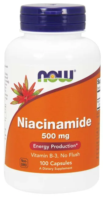 NOW Vitamin B3 Nikotinamid (niacinamid), 500 mg, 100 kapslí