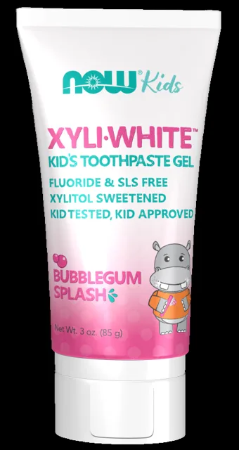 NOW XyliWhite Bubblegum Splash, Dětský zubní gel, žvýkačková příchuť, 85 g