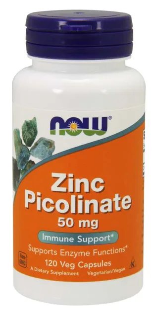 NOW Zinc Picolinate (zinek pikolinát), 50 mg, 120 rostlinných kapslí
