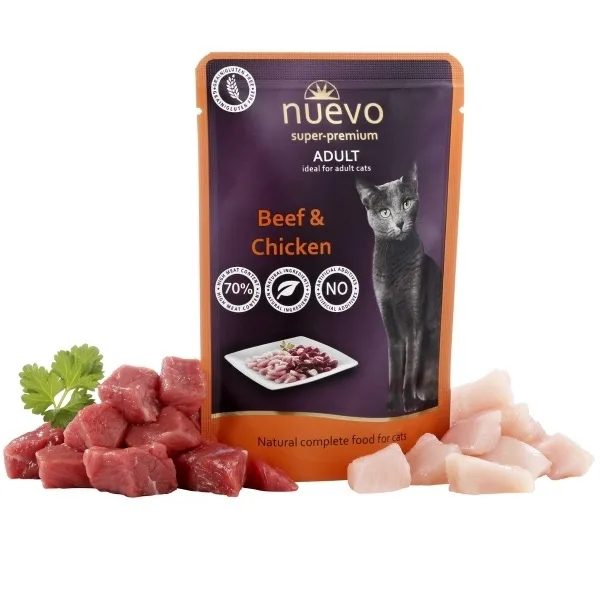 Nuevo Cat Pouch Adult 85g - Hovězí&amp;Kuřecí