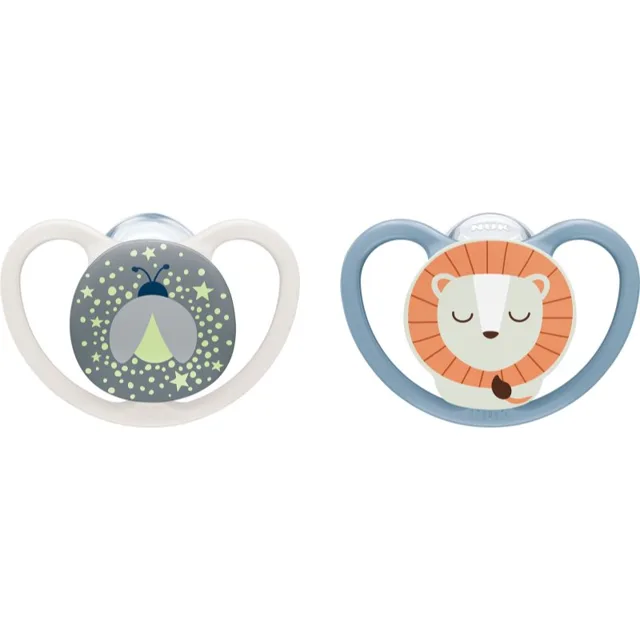 NUK Perfect Match Air Night 6-18 m dudlík Firefly/Lion 2 ks