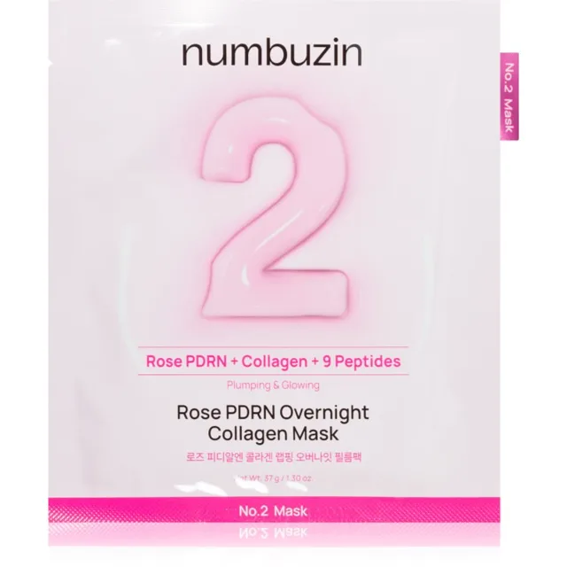 Numbuzin No. 2 Rose PDRN OverNight Collagen Mask hloubkově vyživující maska na noc 4 ks