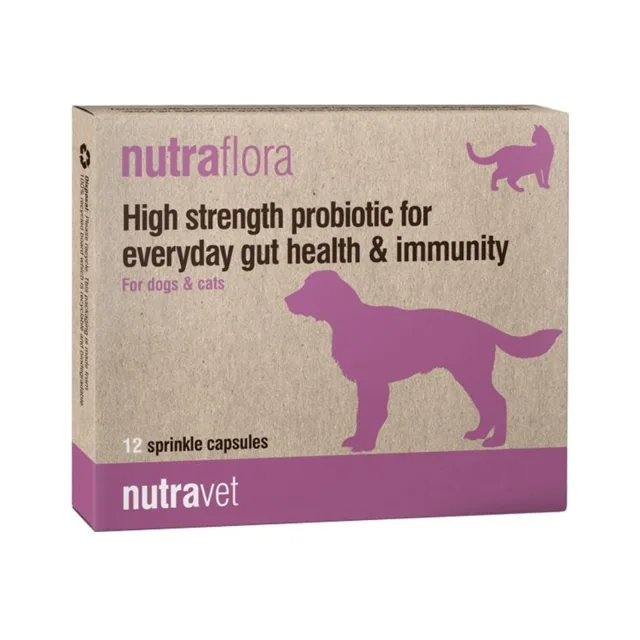 NUTRAVET Nutraflora 12 probiotických kapslí podporující střeva a imunitu psů a koček