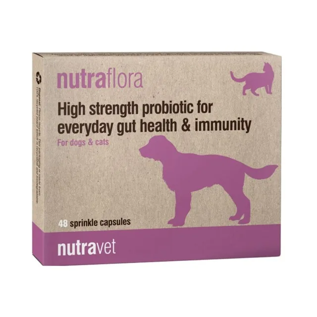 NUTRAVET Nutraflora 48 probiotických kapslí podporující střeva a imunitu psů a koček