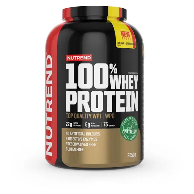NUTREND 100 % Whey protein banán a jahoda 2250 g