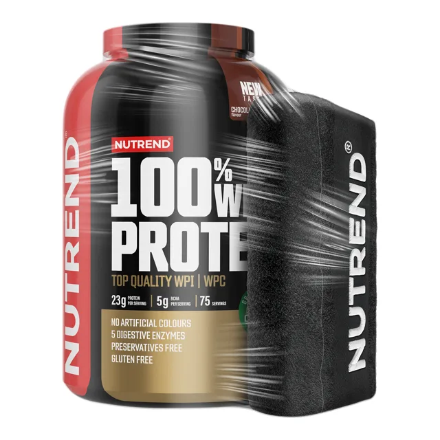 Nutrend Protein pack 100% Whey protein čokoláda a kakao 2250 g + ručník
