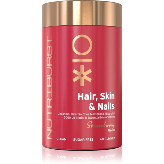 Nutriburst Advanced Hair, Skin & Nails Gummies želé bonbóny pro krásné vlasy, pleť a nehty příchuť Strawberry 60 ks