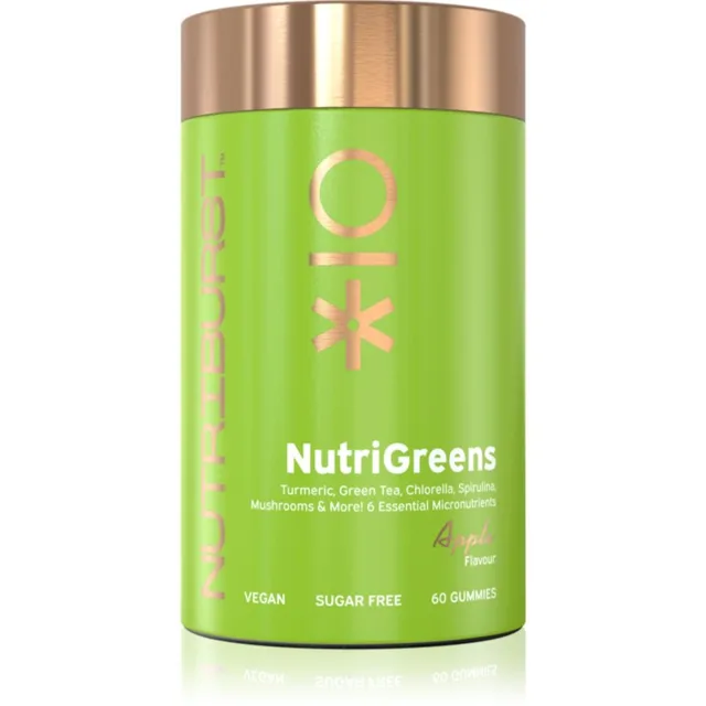 Nutriburst Advanced NutriGreens Gummies želé bonbóny pro podporu imunity a zažívání příchuť Apple 60 ks