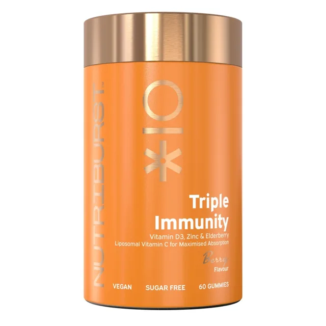 Nutriburst Premium Triple Immunity gummies s vitamíny a zinkem 60 ks lesní ovoce