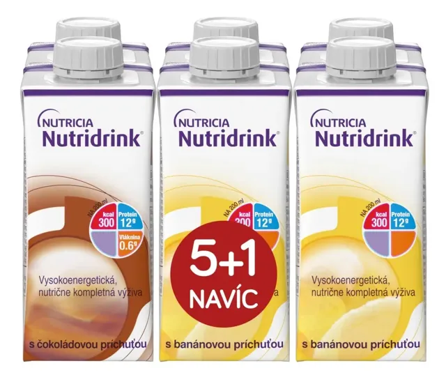 NUTRIDRINK 5+1 PŘÍCHUŤ ČOKOLÁDA - BANÁN POR SOL 6x200ML