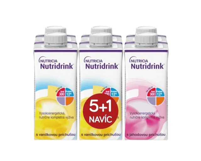 NUTRIDRINK 5+1 PŘÍCHUŤ VANILKA - JAHODA POR SOL 6x200ML