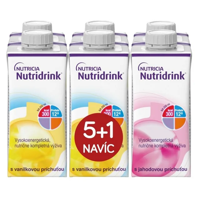 NUTRIDRINK Balíček 5+1 vanilka a jahoda 6 x 200 ml