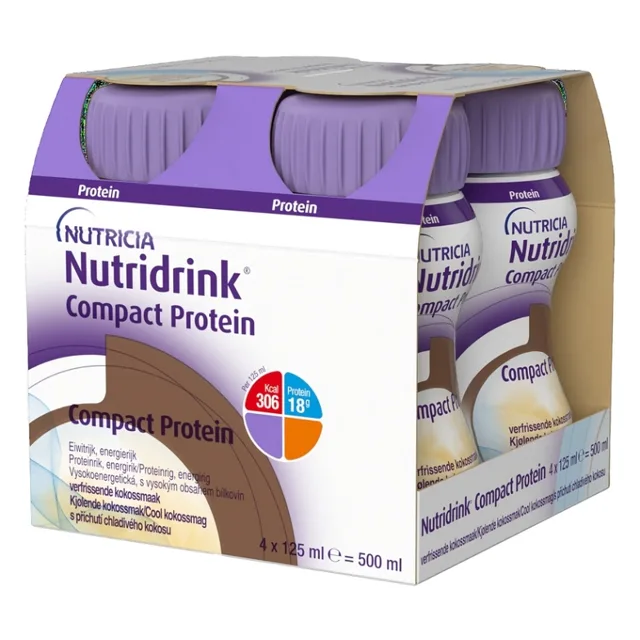 NUTRIDRINK Compact protein příchuť chladivého kokosu 4 x 125 ml