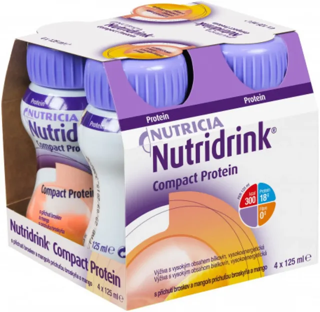 Nutridrink Compact Protein s příchutí broskev a mango por.sol. 4 x 125 ml