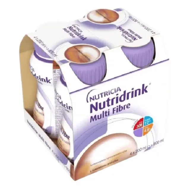 Nutridrink Multi Fibre s příchutí čokoládovou 4 x 200 ml