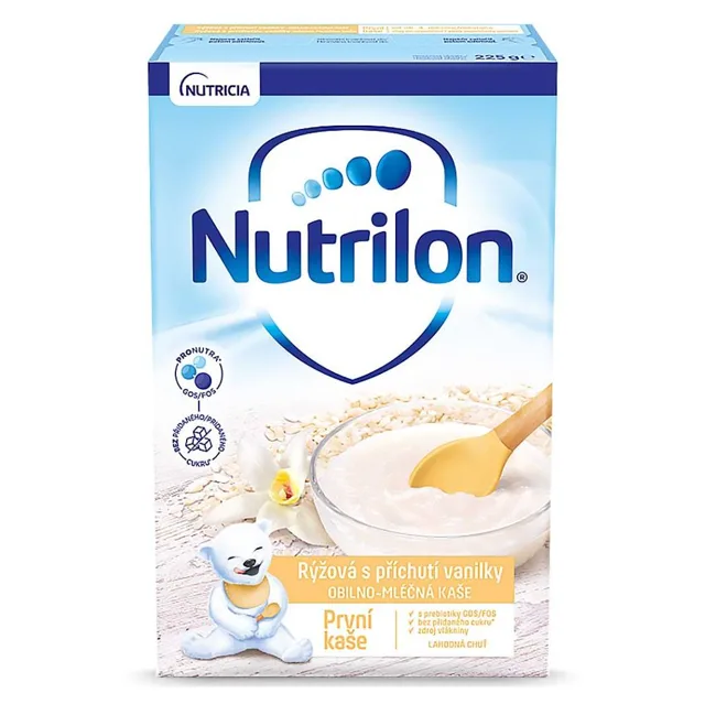 NUTRILON První obilno-mléčná kaše rýžová s příchutí vanilky 4m+ 225 g