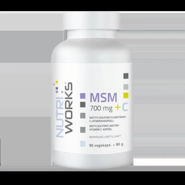 NutriWorks MSM 700mg + C - 90 kapslí
