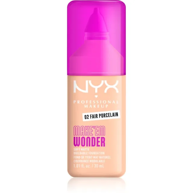 NYX Professional Makeup Make ‘Em Wonder lehký matující make-up odstín 02 Fair Porcelain 30 ml