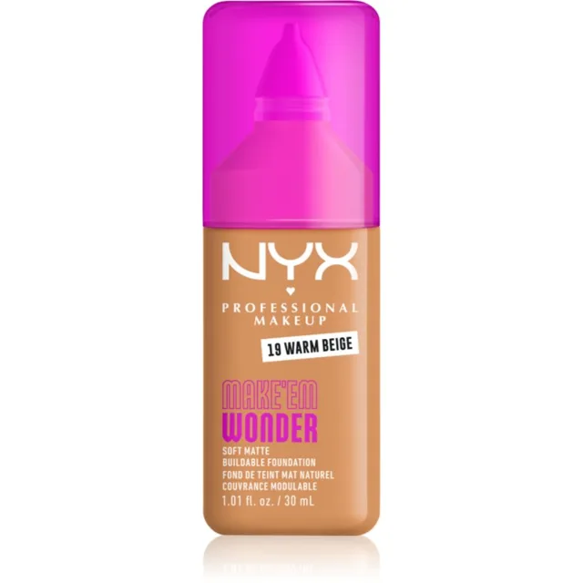 NYX Professional Makeup Make ‘Em Wonder lehký matující make-up odstín 19 Warm Beige 30 ml