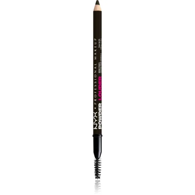 NYX Professional Makeup Powder Louder tužka na obočí s kartáčkem odstín Black 1 ks