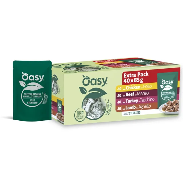 Oasy Chunks Adult Sterilized Multipack 40 x 85 g - ryba