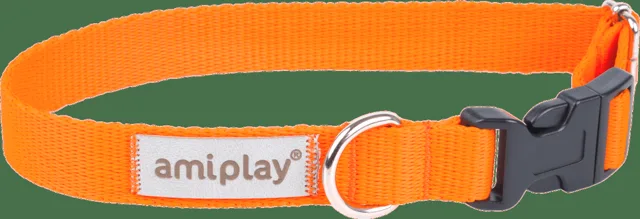 Obojek pro psy Amiplay Samba nastavitelný oranžový M 25–40 cm × 2 cm