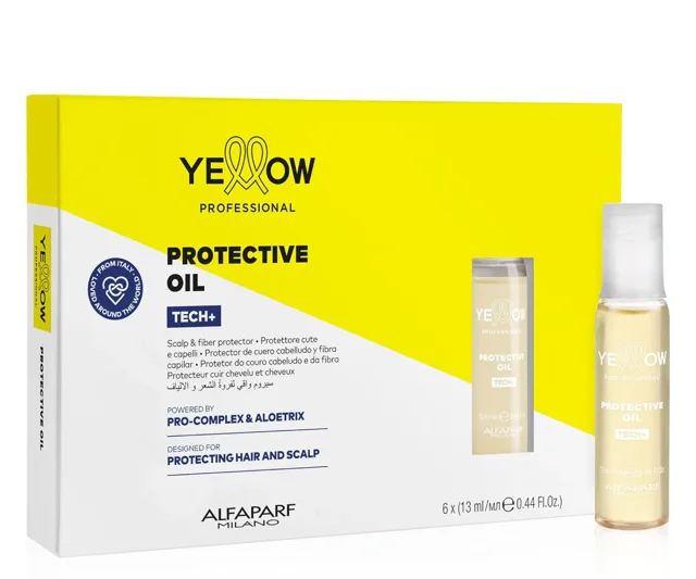 Ochranný olej na vlasy a pokožku hlavy při barvení a zesvětlování Yellow Professional Tech+ Protective Oil - 6 x 13 ml + dárek zdarma