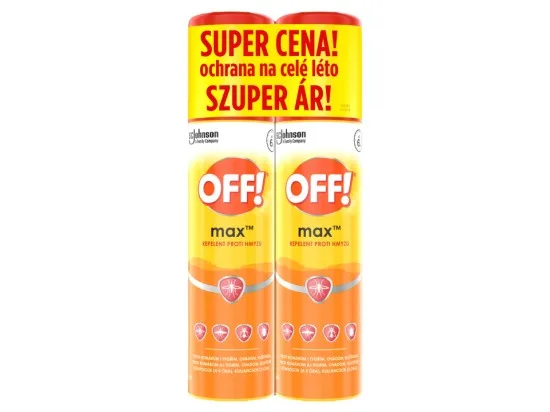 Off! Max aerosol repelent proti hmyzu a klíšťatům duopack 100 ml