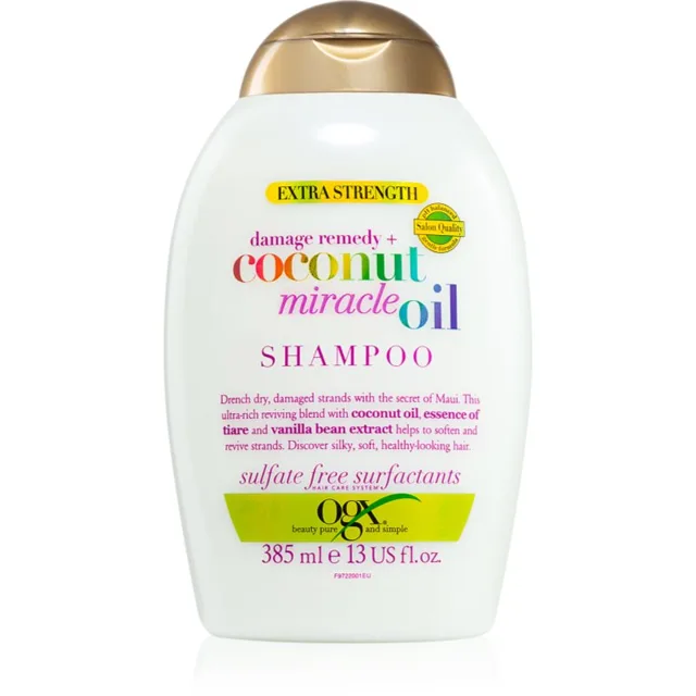 OGX Coconut Miracle Oil posilující šampon pro poškozené vlasy s kokosovým olejem 385 ml