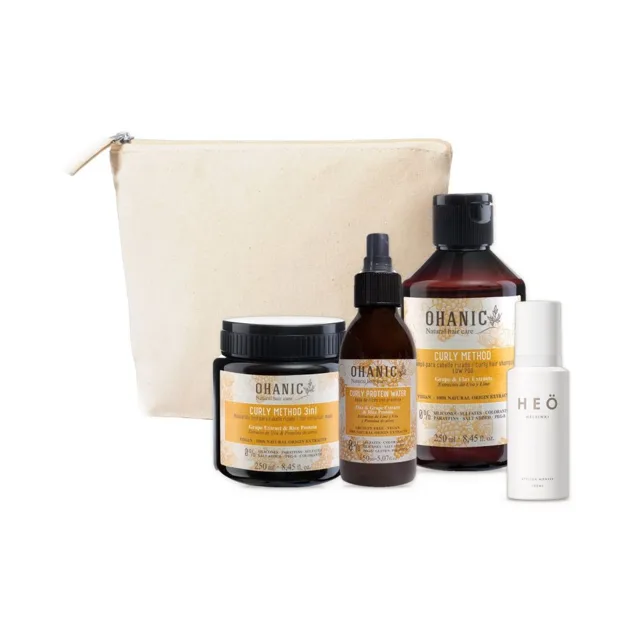 Ohanic Curly Ritual - Set na vlny šampon + maska + proteinová voda + taštička + HEÖ mini