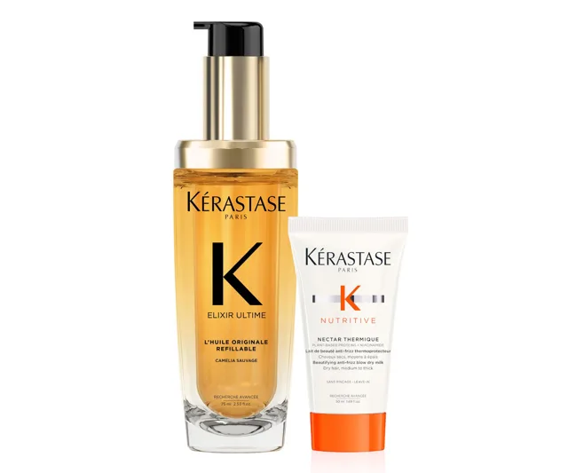Olej pro všechny typy vlasů Kérastase Elixir Ultime L'Huile Originale Refillable - 75 ml + termoochrana 50 ml zdarma + dárek zdarma