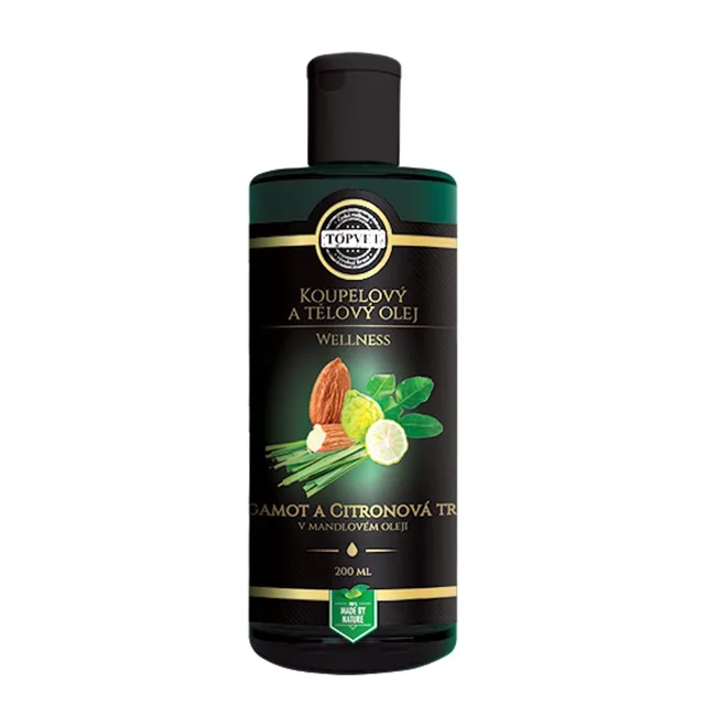 Olej tělový a koupelový - Bergamot a citronová tráva v mandlovém oleji Topvet