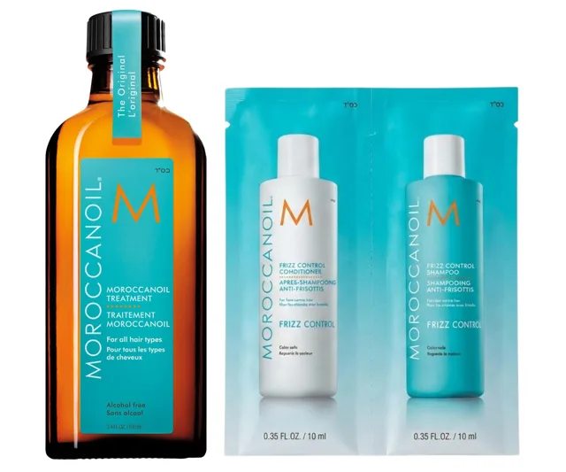 Olejová péče Moroccanoil Treatment 100 ml + šampon a kondicionér Moroccanoil Frizz Control 2x10 ml zdarma + dárek zdarma
