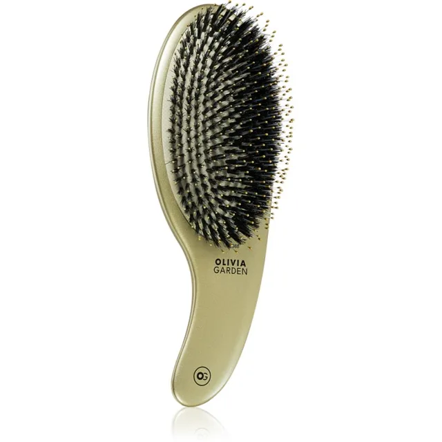 Olivia Garden Expert CURVE Board&Nylon Gold kartáč na vlasy s nylonovými a kančími štětinami 1 ks