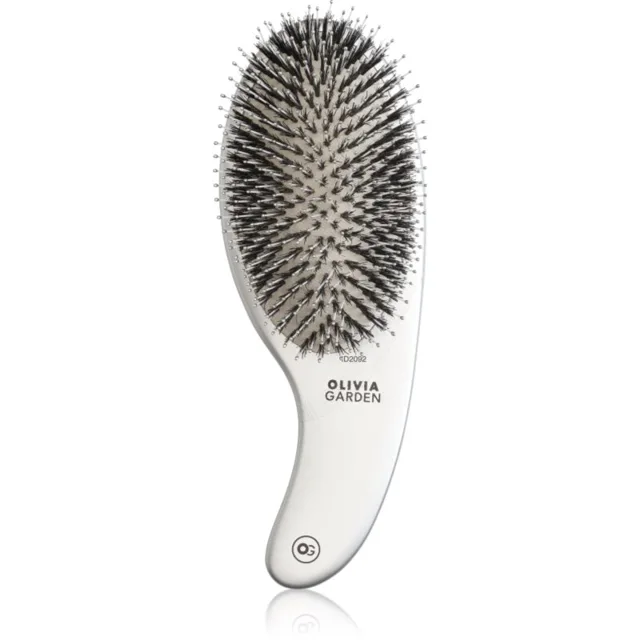 Olivia Garden Expert CURVE Nylon Silver kartáč na vlasy s kančími štětinami 1 ks