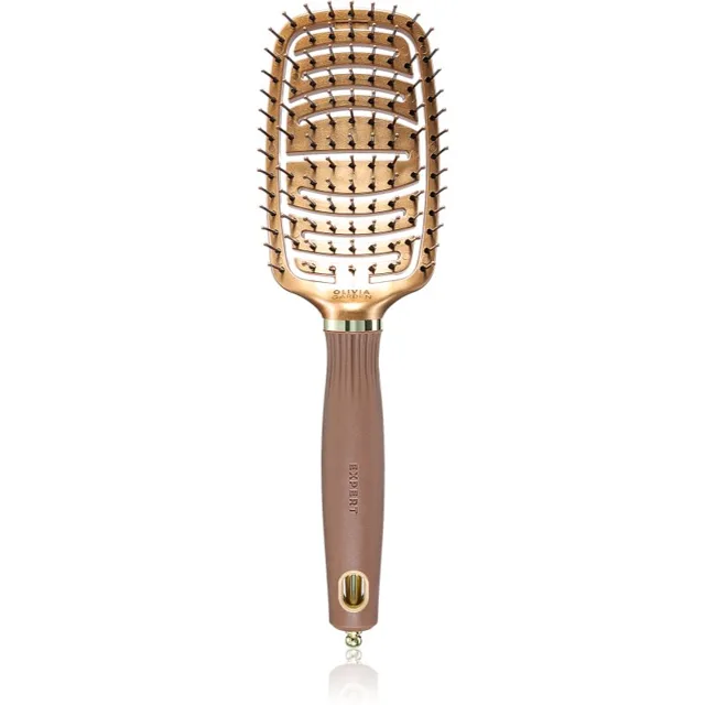Olivia Garden Expert Flex plochý kartáč s nylonovými vlákny Gold&Brown 1 ks