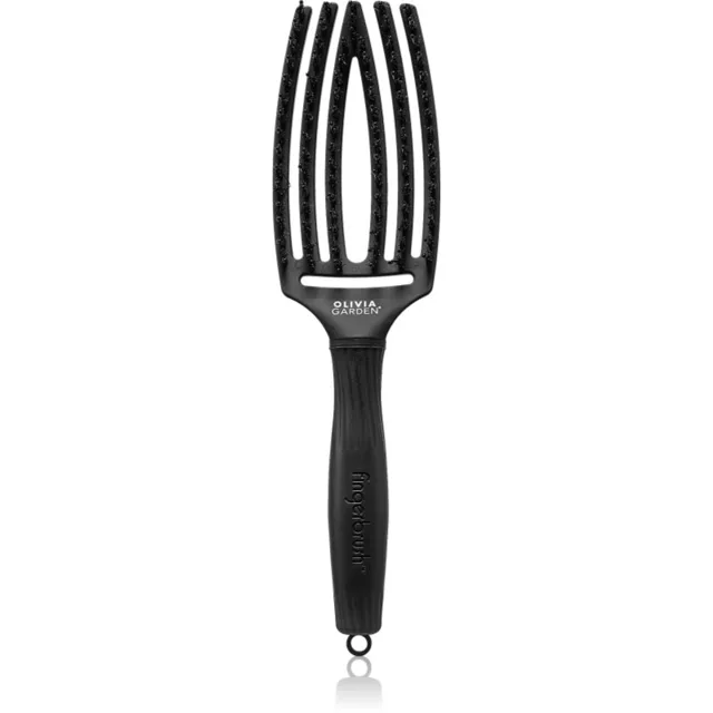 Olivia Garden Fingerbrush Boar & Nylon kartáč na vlasy s nylonovými a kančími štětinami Full Black M 1 ks