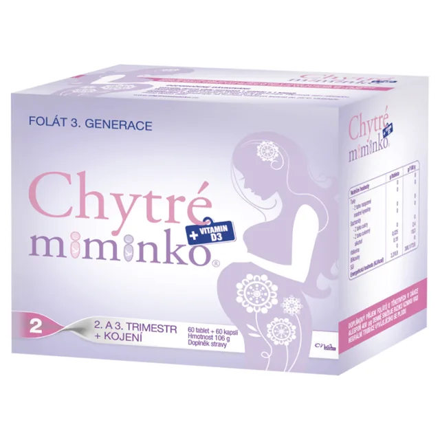 ONAPHARM Chytré miminko 2 methylfolát + vitamin D3 a DHA 60 tablet + 60 kapslí