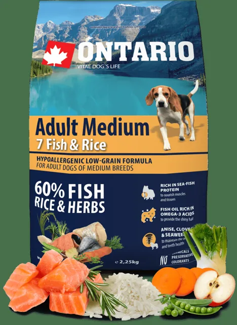 Ontario Adult Medium Fish & Rice 2,25 kg