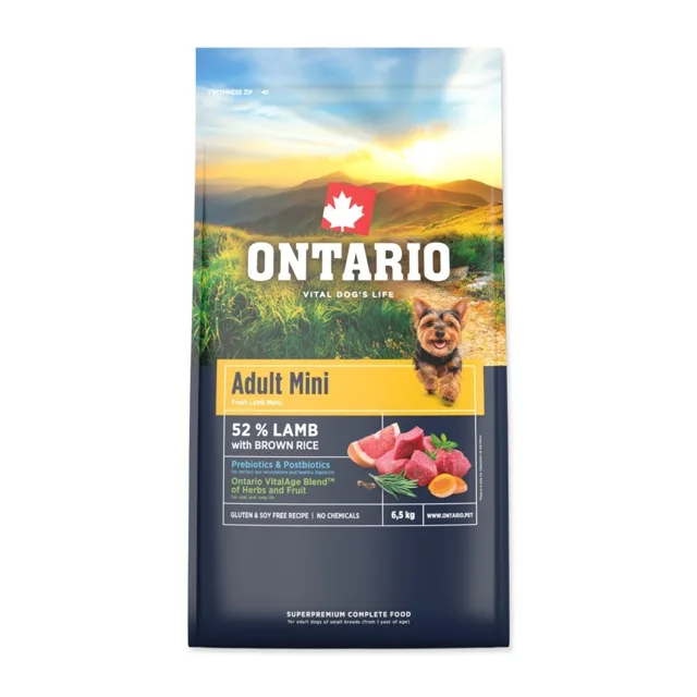 Ontario Adult Mini Lamb & Brown Rice krmivo 6,5 kg