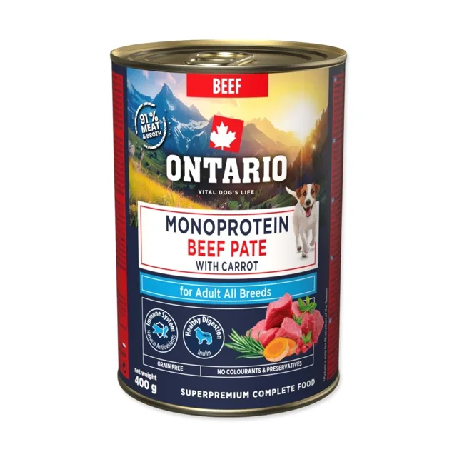 Ontario Adult monoprotein hovězí pate s mrkví konzerva 400 g