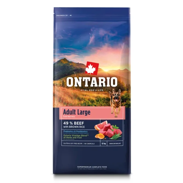 Ontario Dog Adult Large Beef/Rice - 12kg