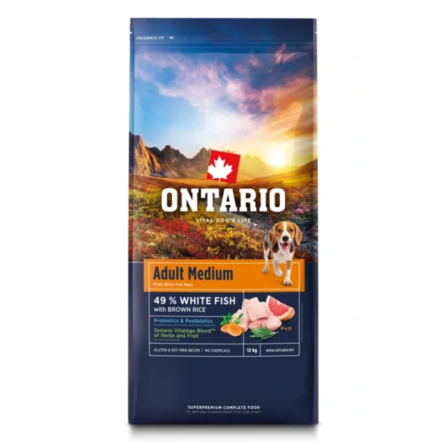 Ontario Dog Adult Medium Fish - 12kg