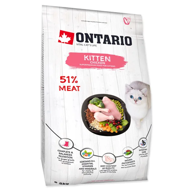 ONTARIO Kitten chicken granule pro kočky, Hmotnost balení (g): 6,5 kg