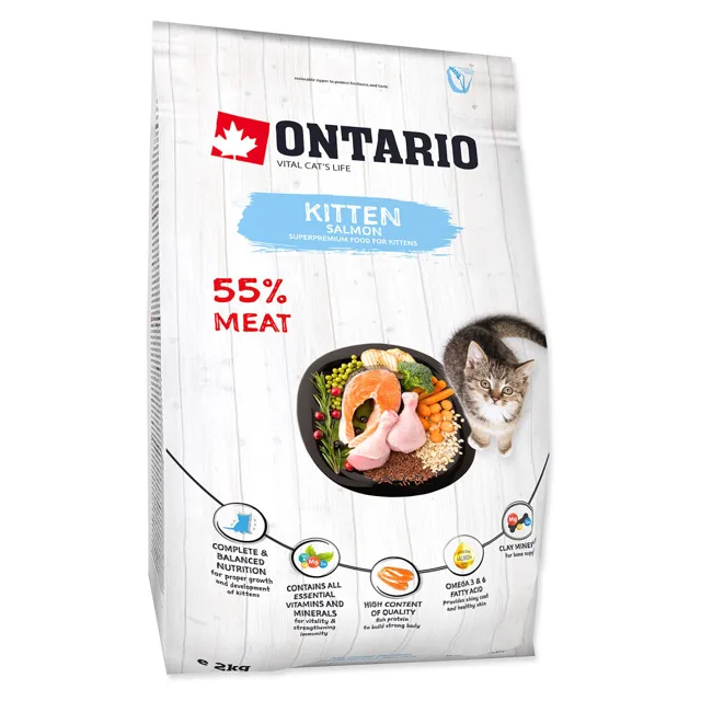 ONTARIO Kitten salmon granule pro kočky 2 kg