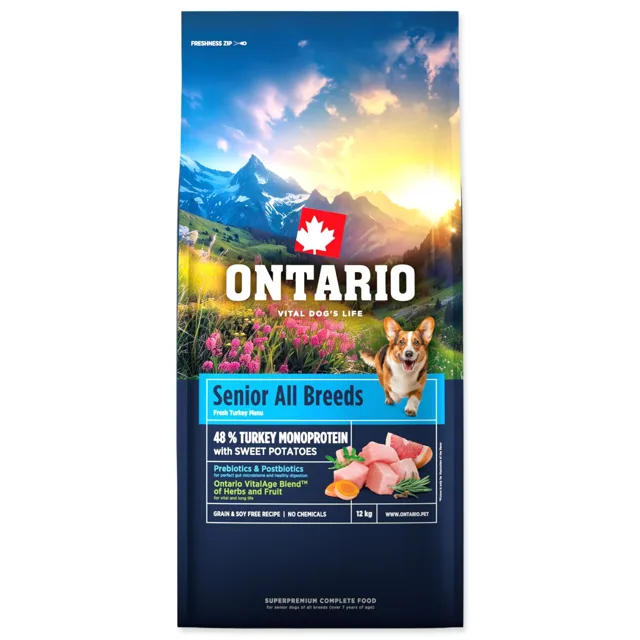 Ontario Krmivo Senior All Breeds Monoprotein Turkey & Sweet Potatoes 12kg