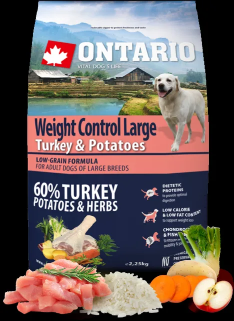Ontario Large Weight Control Turkey & Potatoes 2,25 kg
