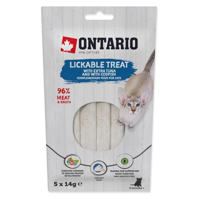 ONTARIO Lízací pochoutka extra tuňák a treska 5x14 g