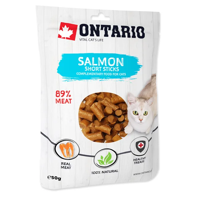 ONTARIO Lososové krátké tyčinky pro kočky 50 g