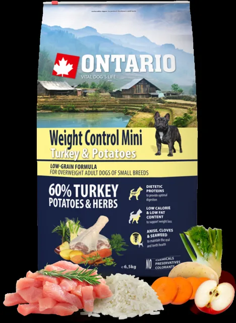 Ontario Mini Weight Control Turkey & Potatoes 6,5kg